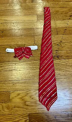 Vintage Italian Handmade Men’s Tie And Bow Tie Set • $10