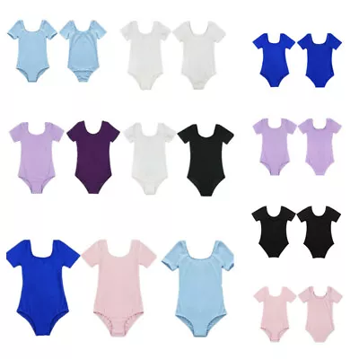 £8.92 • Buy Kids Girls Short Sleeve Ballet Dance Leotard Stretchy Gymnastics Basic Dancewear