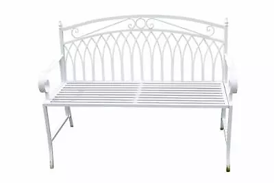 Versailles Style Folding Metal Garden Bench In A White Finish • £149.99