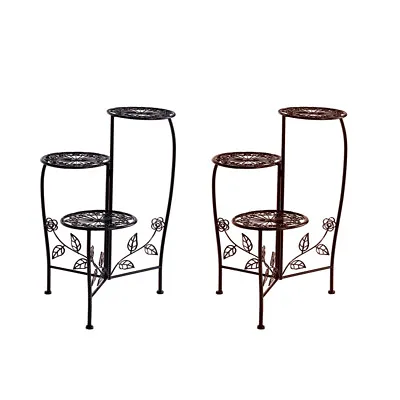 Plant Stand Outdoor Indoor Flower Pots Garden Metal Corner Shelf Wrought Iron • $37.99