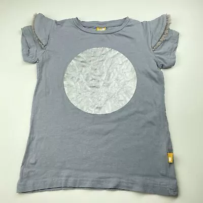 Girls Size 5 Rock Your Kid Grey Cotton T-shirt / Top Tulle Trim GUC • $7.65