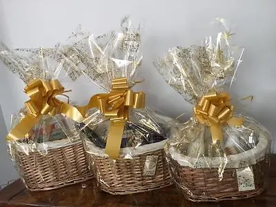 Make Your Own Gold Christmas Wave Oval Hamper Kit Bow Cellophane Choose Size Sml • £14.99