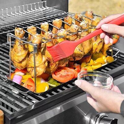 Chicken Wing & Leg Rack For Grill Smoker Oven Stainless Steel Vertical Roaster • $14.29