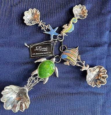 Ganz 4 Piece Measuring Spoons Set Silver With Colored Sea Creatures NEW W/tag • $14.99