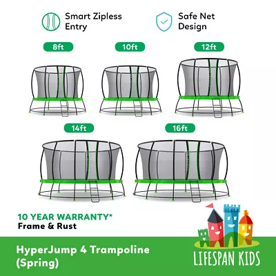 Lifespan Kids 8ft/10ft/12ft/14ft/16ft Trampoline Enclosure Net+Ladder AUS TESTED • $1035.45