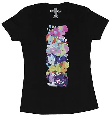 My Little Pony Girls Juniors T-Shirt - Column Of Eyes Closed Dreaming Ponies • $12.98