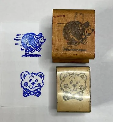 Valentine Bear Head & Running Bear Wood Mounted Rubber Stamps Vintage RSJ-01 • $9.95