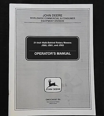 $39.63 • Buy John Deere Js26 Js36 Js46 Mowmentum Walk Behind Push Mower Operators Manual Nice