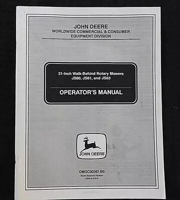 $39.63 • Buy John Deere Js26 Js36 Js46 Mowmentum Walk Behind Push Mower Operators Manual Nice