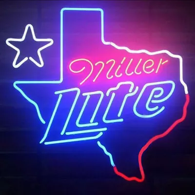 Neon Light Sign Lamp For Miller Lite Beer 20 X16  Miller Time Texas Lone Star • $131.98