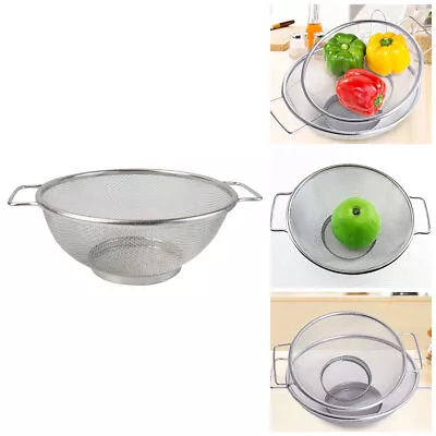 £5.04 • Buy Stainless Steel Kitchen Bowl Drainer Vegetable Sieve Colander Fine Mesh Strainer