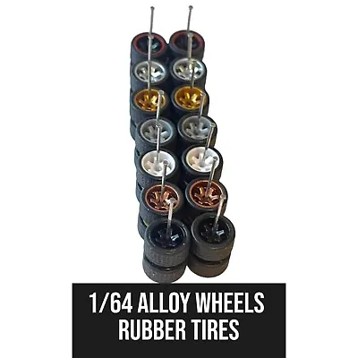 6 Spoke Custom Alloy 1:64 Wheels & Tyres Real Riders Rubber Hot Wheels TE37 • £4.25