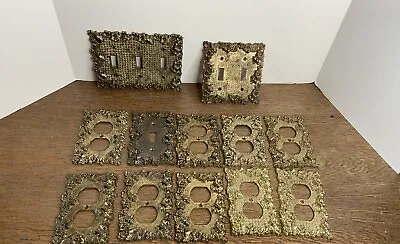 Vintage American Tack  Metal Outlet Light Switch Plate Cover Gold Flowers Lot 12 • $311.10