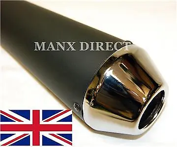 Universal Black & Chrome Tip 17  Reverse Cone Shorty Megaphone Exhaust Silencer • £53.95