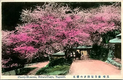 Vtg Postcard 1910s Nagasaki Hoataru-Chaya Cherry Blossoms - Unused Tinted • $41.95