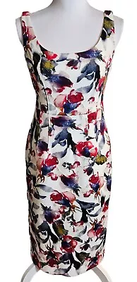  Maggy London Tea Rose Sheath Dress Size 4 Floral Sleeveless Career Cocktail  • $49.97