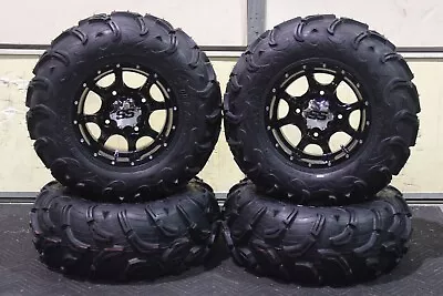 MULE 3010 25  25x10-12 MAXXIS ZILLA ATV / UTV TIRE & COBRA BLK WHEEL KIT KAWL8 • $829