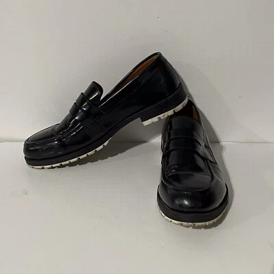 $30 • Buy ZARA Black Leather Penny Loafers Shoes Slip-On Men’s Size 42 US 11-11.5