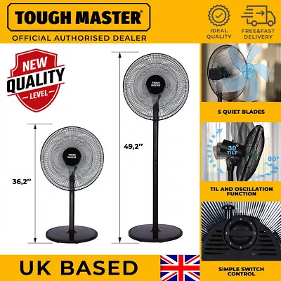 Pedestal Fan 16  3 Speed Settings Oscillating Floor Fan Office Home Black • £23.79