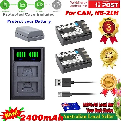 2x Battery + Dual Charger For Canon EOS 350D 400D Kiss Digital N X Rebel XT XTi • $38.50