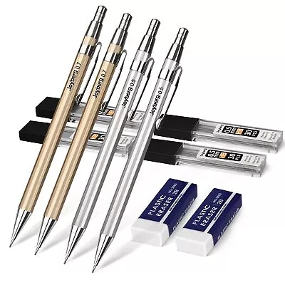 4 Pack Metal Mechanical Pencil 0.5mm 0.7mm Lead Pencil With 30 HB Lead Refills • $10.18