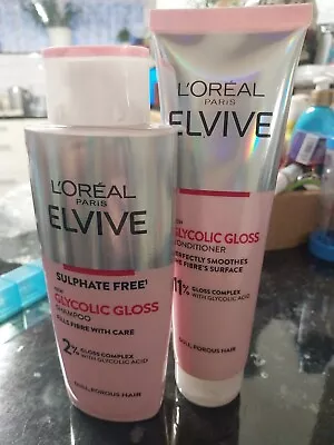 TWIN PACK L'Oreal Elvive Glycolic Gloss Shampoo AND Conditioner. FULL SIZE • £16.14