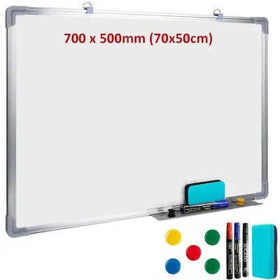 Large Magnetic White Board 70x50cm Dry Wipe Whiteboard School Office Home • £15.15