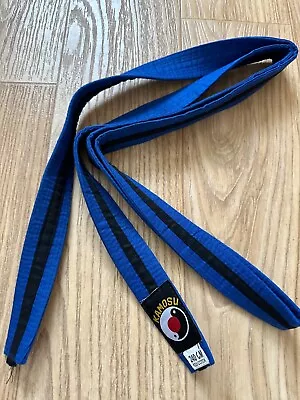 Children Kamosu BLUE Fabric Belt With Black Stripe Karate And Judo Belt 240 Cm • £2.99