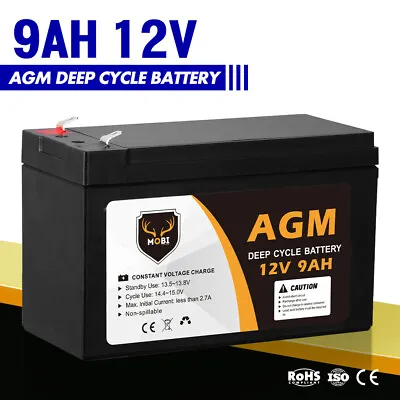 MOBI 12V 9AH AGM Deep Cycle Battery 4X4 4WD Electric Portable Power Bank • $29.95