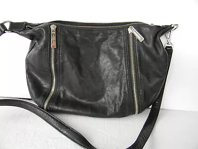 Michael Kors Black Glove Leather Soft Medium Crossbody Bag W/side Zippers • $62.10