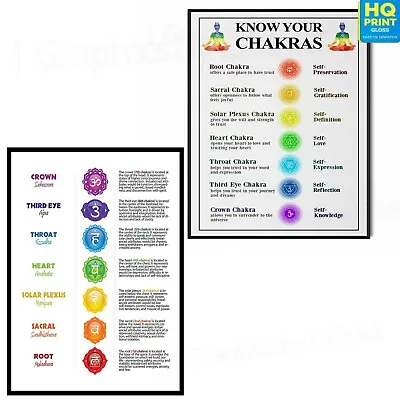 7 Chakras Meaning Spiritual Mind Peace Education Arts Poster YOGA *Laminated • £3.99