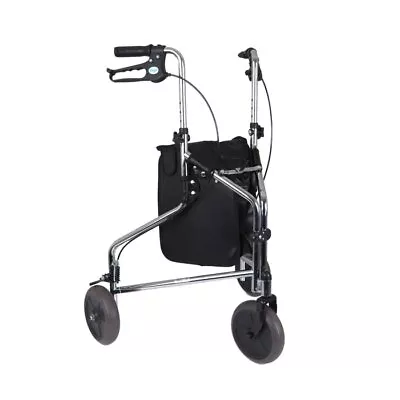 Lightweight Tri Walker Mobility Walking Aid 3 Wheel Rollator With Bag Chrome • £84.95