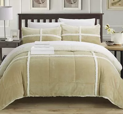 Chic Home Camille Mink Chloe Sherpa Soft Microfiber 7 Pieces Comforter Sheet Set • $103.79