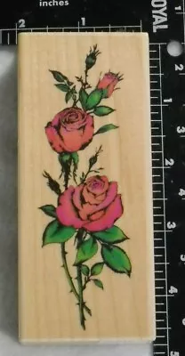 Rose Book Mark Rubber Stamp 2 X 4.75 Inches Wood Mounting 38 • $8.84