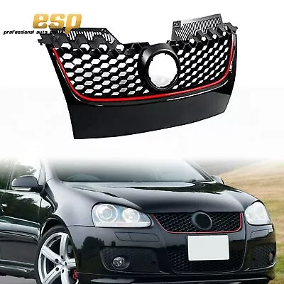 Front Bumper Upper Mesh Grille Glossy Black Red For 06-09 Volkswagen GTI/Jetta • $39.60