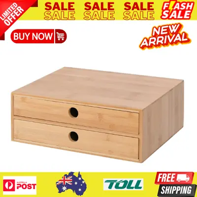 $24.35 • Buy Bamboo Desk Top Organiser Storage Drawer Desktop Documents Magazine Supplies