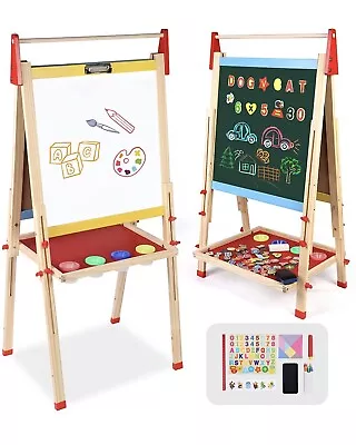 £42.99 • Buy Kids Wooden Art Easel Double-Sided Adjustable Standing Easel
