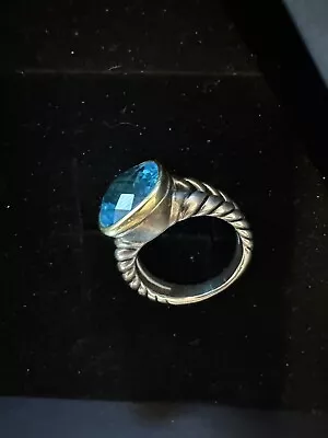 David Yurman Blue Topaz Noblesse Ring - Size 8 14k & Sterling Silver - 7g • $211.50