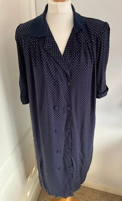 £6.99 • Buy Tomorrow By Mothercare Vintage Navy Blue Polka Dot Maternity Midi Dress Size 12
