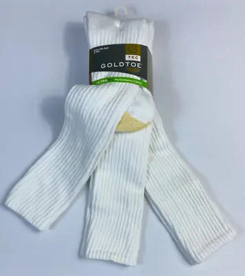 Men's Gold Toe Cotton Over The Calf Tube Socks 3 Pair White Shoe Size 6-12 • $28.95