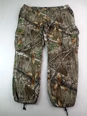 RealTree Mens Hunting Camo Cargo Pants Elastic Waist With Button • $19.95