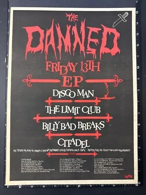 THE DAMNED - FRIDAY 13TH EP 15X11  1984 Poster Size Advert L290 • £12.99