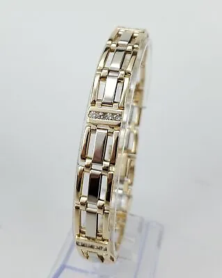 14k Multi Tone Gold 1.00ct Natural Diamond Railroad Mens Unisex Bracelet 8.25'' • $3249.95