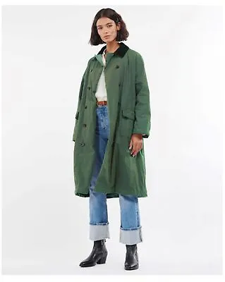 $546.09 • Buy New BARBOUR X ALEXA CHUNG Green Virginia Wax Jacket Size 12/14 38 M Net A Porter