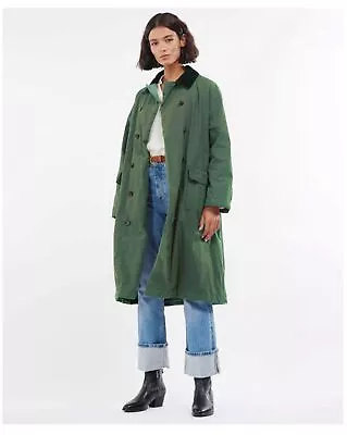 $546.09 • Buy New BARBOUR X ALEXA CHUNG Green Virginia Wax Jacket Size 12/14 38 M Net A Porter