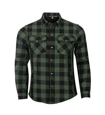 Men’s KMAX DuPont™ Kevlar® Lined/CE Armored Motorcycle/Motorbike Flannel Shirt • $65.99