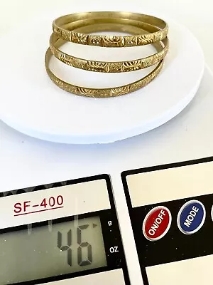 Set Of 3 Bangle Bracelet Vintage Russian Gold ًWomen Wonderful Shape Jewelry • $7