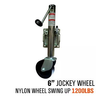 6  Jockey Wheel Swing Up 1200LB Swivel Bracket Rubber Wheel Trailer Caravan • $65.99