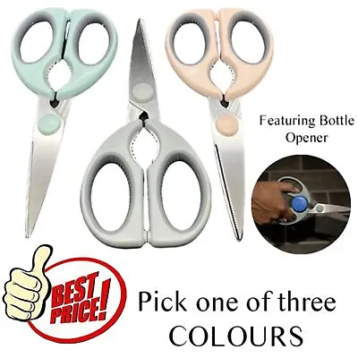 George Home Stainless Steel Soft Grip Scissors Home Office Kitchen Bottle Opener • £3.45
