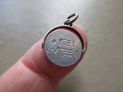 Antique Vintage Sterling Silver Spinning Moving Sweet Sixteen Fob Charm Pendant • £1.20